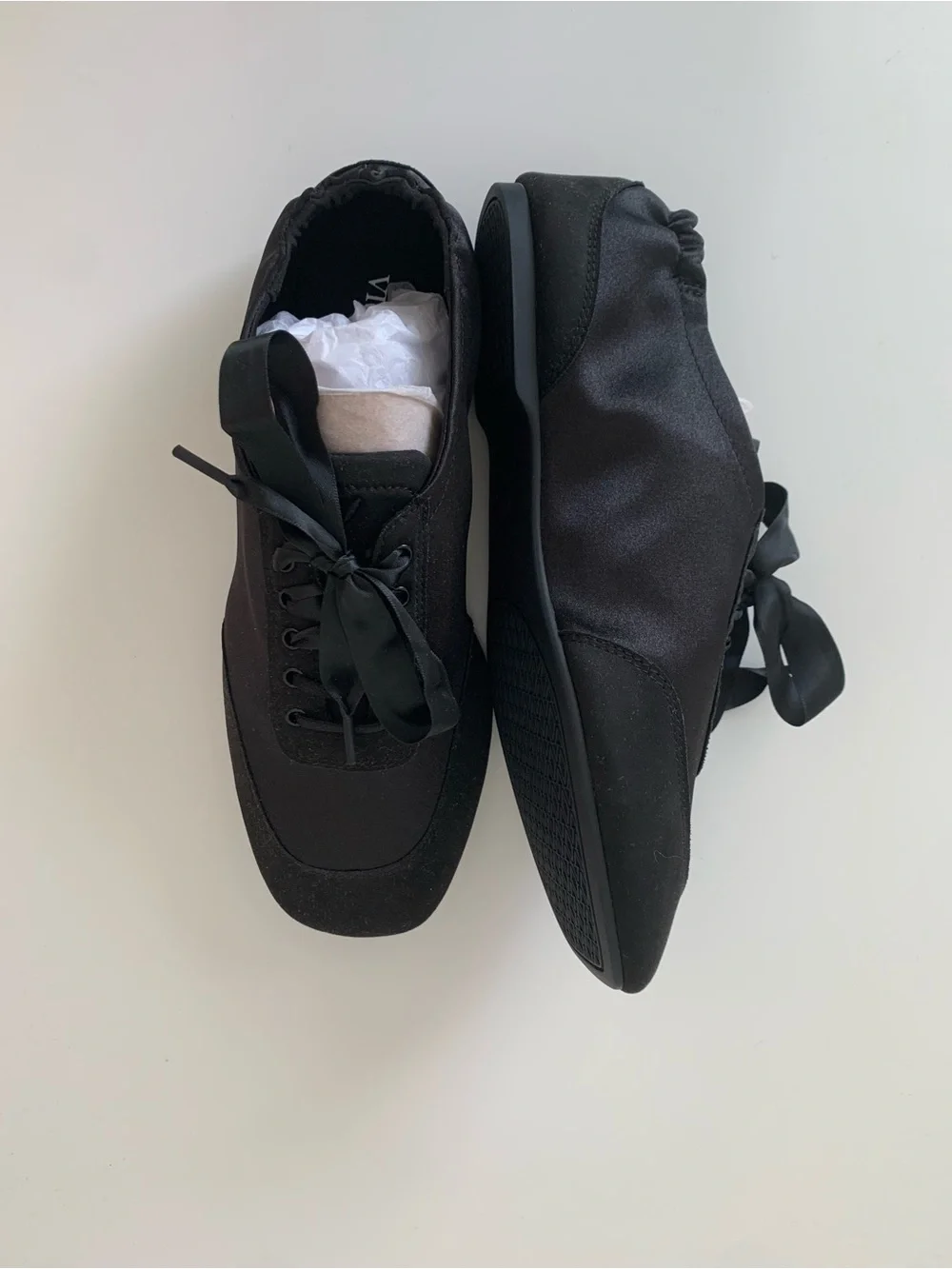 VIVAIA Square-Toe Lace-Up Satin Sneakerina (Cristina)